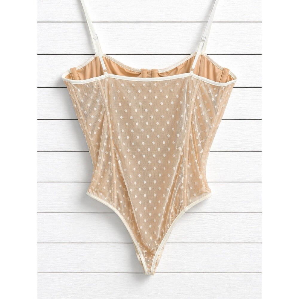 White Fox Boutique No Looking Back Bodysuit White Mesh Point D'Espirit XL - Picture 2 of 10